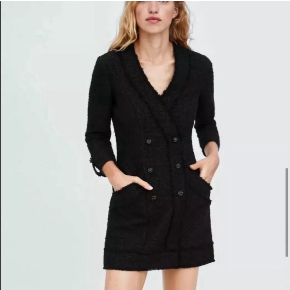 NWT❗️Zara Black Fabric Fringe Dress